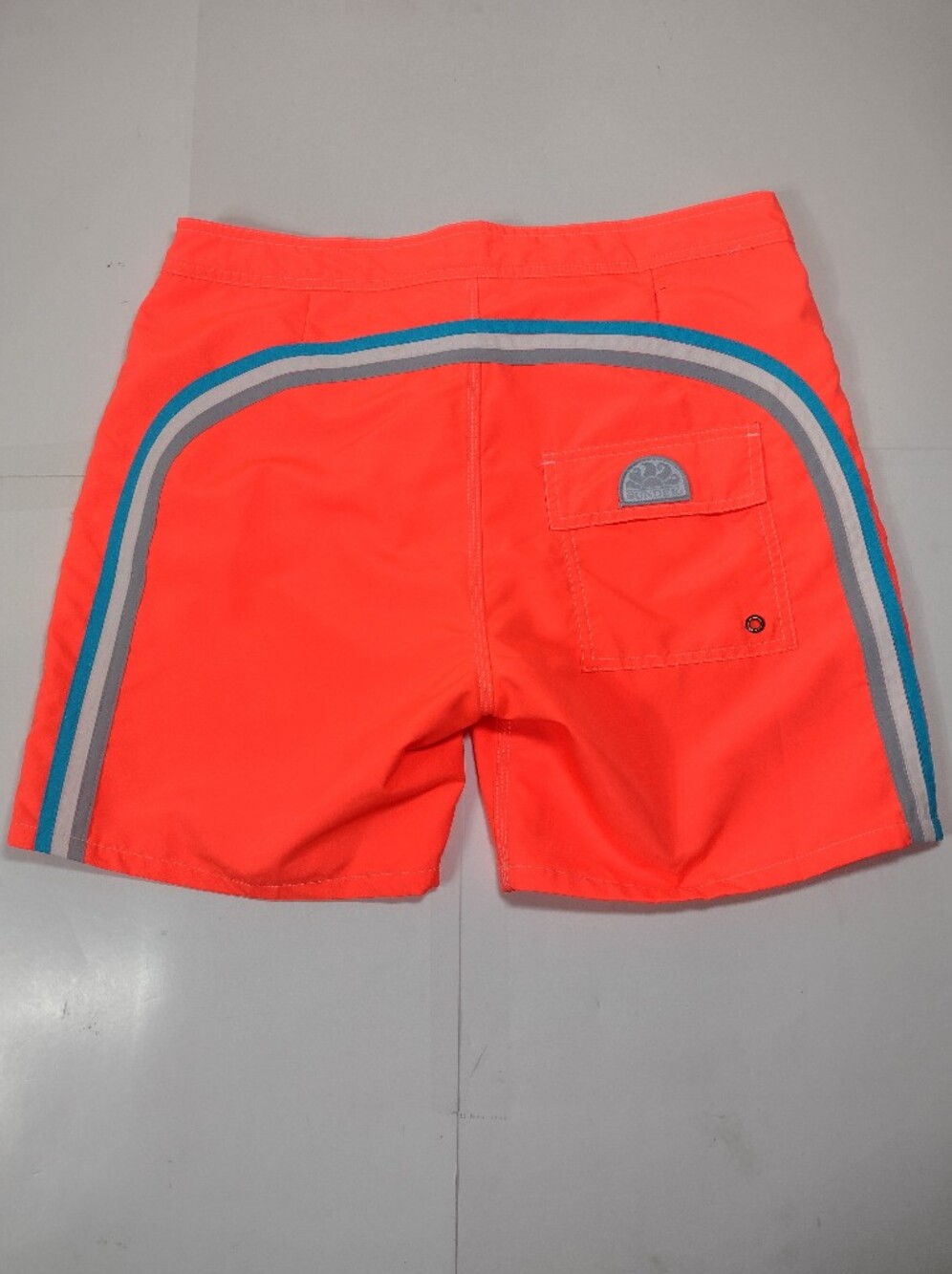Sundek Neon Coral Athletic Swim Shorts with White Drawstring (32) - Picture 2 of 12